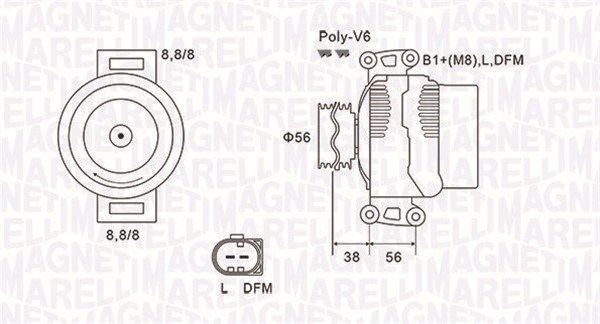 Original MAGNETI MARELLI MQA1811 Alternator 063731811010 for VW PASSAT