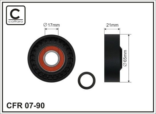 CAFFARO Ø: 65mm, Width: 21mm Tensioner pulley, v-ribbed belt 07-90 buy