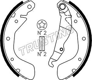 TRUSTING 073.167 Brake Shoe Set 200,0 x 45 mm, with accessories
