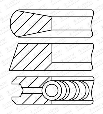 Original GOETZE ENGINE Piston ring kit 08-443400-00 for MERCEDES-BENZ VIANO