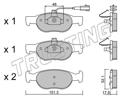 21930 TRUSTING incl. wear warning contact Thickness 1: 17,5mm Brake pads 081.0 buy