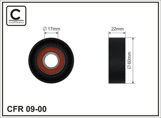 CAFFARO Ø: 60mm, Width: 22mm Tensioner pulley, v-ribbed belt 09-00 buy