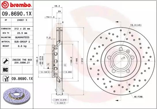 0986901X Brake disc BREMBO 09.8690.1X review and test