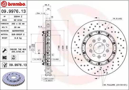 BREMBO 09.9976.13 FORD Δισκόπλακα σε αρχική ποιότητα