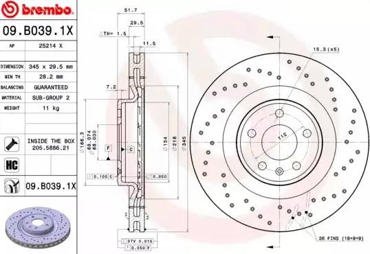 09B0391X Brake disc BREMBO 09.B039.1X review and test