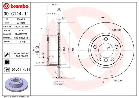 OEM-quality BREMBO 09.C114.11 Brake rotor