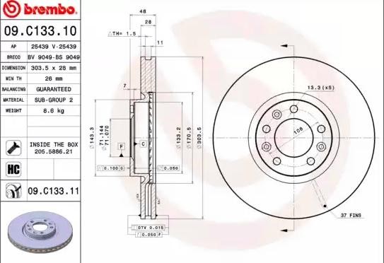 09C13311 Frenos de disco BREMBO 09.C133.11 test y opinión