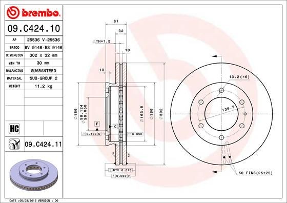 OEM-quality BREMBO 09.C424.11 Brake rotor