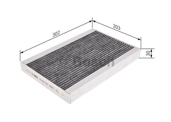 1987435543 Air con filter R 5543 BOSCH Activated Carbon Filter, 203 mm x 302 mm x 30 mm