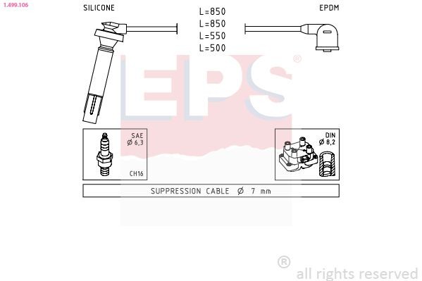 EPS 1.499.106 Ignition Cable Kit Made in Italy - OE Equivalent