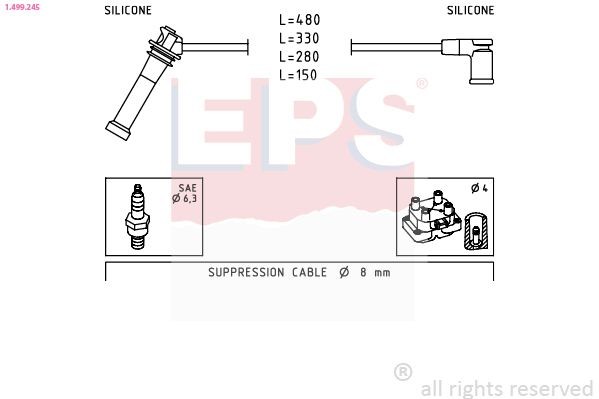 FACET 4.7245 EPS 1.499.245 Ignition Cable Kit L 813-18-140 C