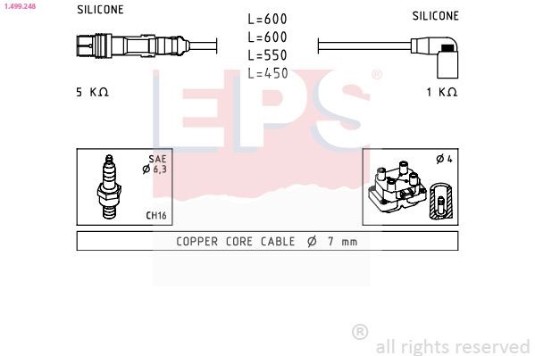 EPS 1.499.248 Ignition Cable Kit Made in Italy - OE Equivalent