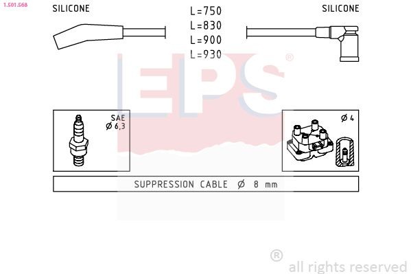 EPS 1.501.568 Ignition Cable Kit Made in Italy - OE Equivalent
