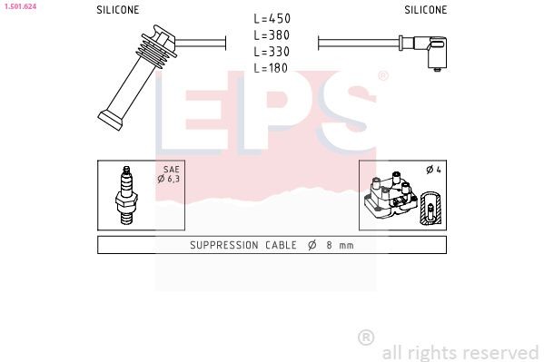 EPS 1.501.624 Ignition Cable Kit Made in Italy - OE Equivalent