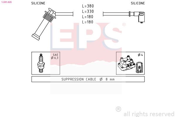 EPS 1.501.625 Ignition Cable Kit Made in Italy - OE Equivalent
