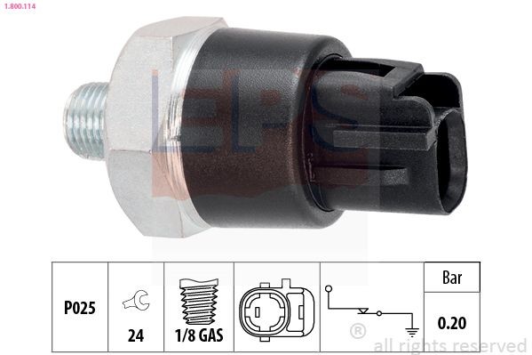 EPS 1.800.114 Oil Pressure Switch 1/8 GAS, Made in Italy - OE Equivalent