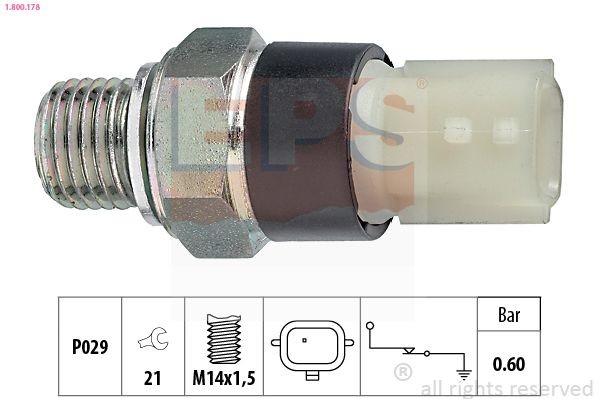 EPS 1.800.178 Oil Pressure Switch M14x1,5, 1 bar, Made in Italy - OE Equivalent