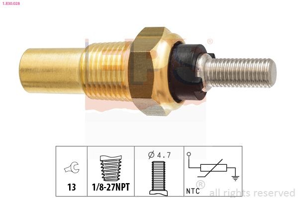 EPS 1.830.028 Sensor, coolant temperature Made in Italy - OE Equivalent, yellow