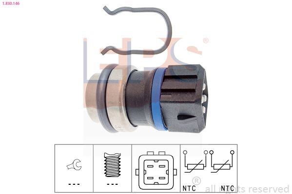 Coolant temperature sensor EPS Made in Italy - OE Equivalent, yellow, blue, black - 1.830.146