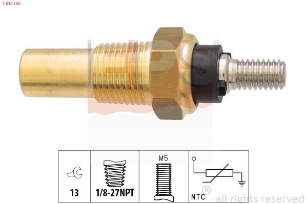 EPS 1.830.180 Sensor, coolant temperature Made in Italy - OE Equivalent, brown, blue