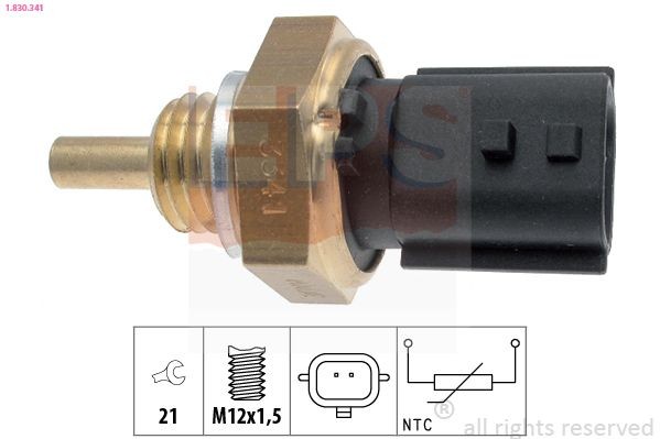 EPS 1.830.341 Sensor, coolant temperature Made in Italy - OE Equivalent, black