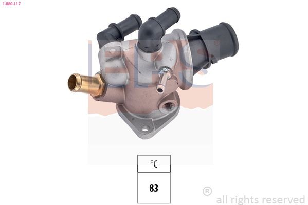 EPS 1.880.117 Engine thermostat Opening Temperature: 83°C, Made in Italy - OE Equivalent, with seal, with threaded connection for temperature sensor