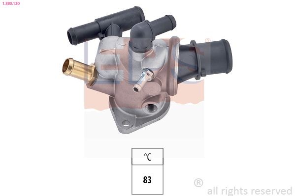 EPS 1.880.120 Engine thermostat Opening Temperature: 83°C, Made in Italy - OE Equivalent, with seal, with threaded connection for temperature sensor