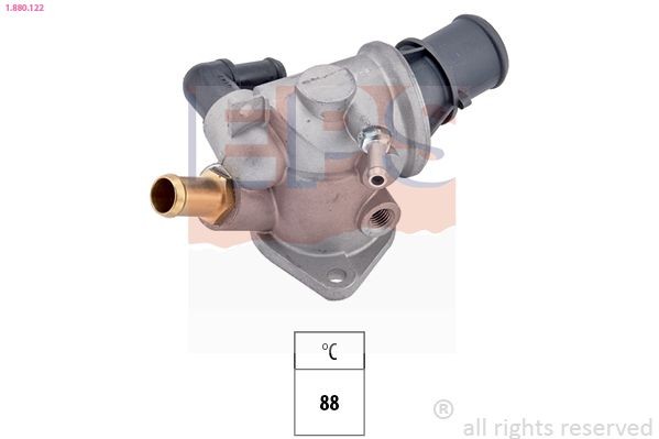 1.880.122 EPS Coolant thermostat FIAT Opening Temperature: 88°C, Made in Italy - OE Equivalent, with seal, with threaded connection for temperature sensor