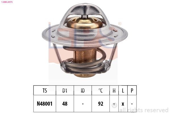 EPS 1.880.207S Engine thermostat Opening Temperature: 92°C, 48mm, Made in Italy - OE Equivalent, without gasket/seal