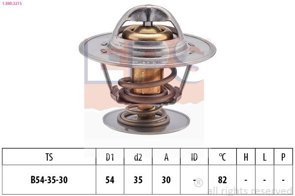 EPS 1.880.221S Engine thermostat Opening Temperature: 82°C, 54mm, Made in Italy - OE Equivalent, without gasket/seal