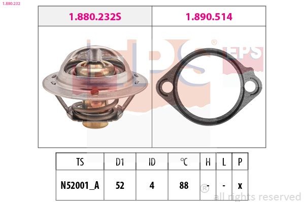 EPS 1.880.232 Engine thermostat MITSUBISHI experience and price