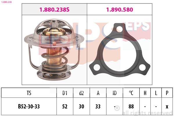 FACET 7.8238 EPS 1.880.238 Engine thermostat 90916 03062