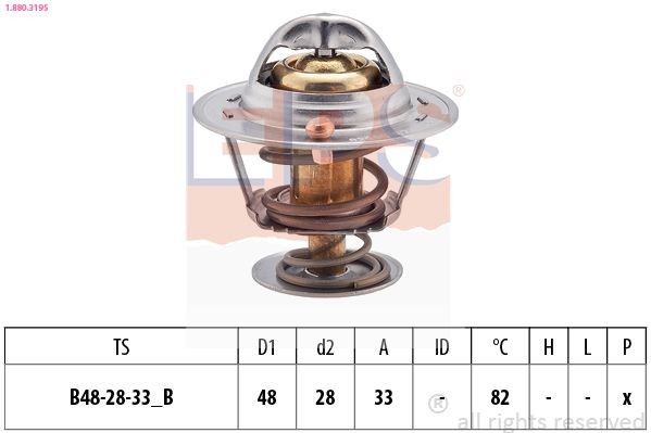 EPS 1.880.319S Engine thermostat Opening Temperature: 82°C, 48mm, Made in Italy - OE Equivalent, without gasket/seal