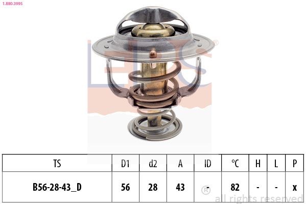 1.880.399S EPS Coolant thermostat LEXUS Opening Temperature: 82°C, 56mm, Made in Italy - OE Equivalent, without gasket/seal