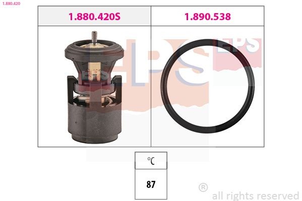 EPS 1.880.420 Engine thermostat Opening Temperature: 87°C, Made in Italy - OE Equivalent, with seal, without connection adapters