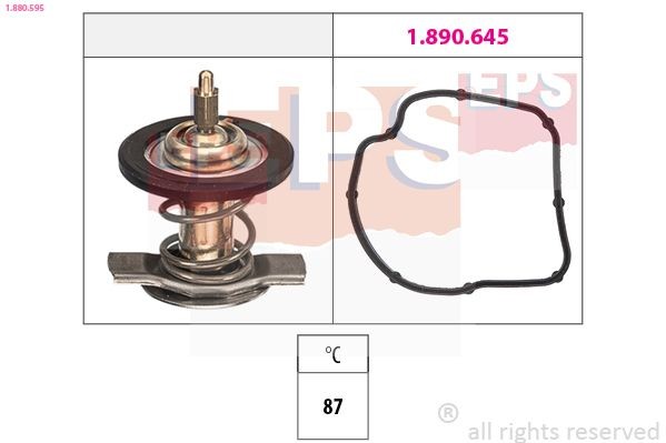 1.880.595 EPS Coolant thermostat DODGE Opening Temperature: 87°C, Made in Italy - OE Equivalent