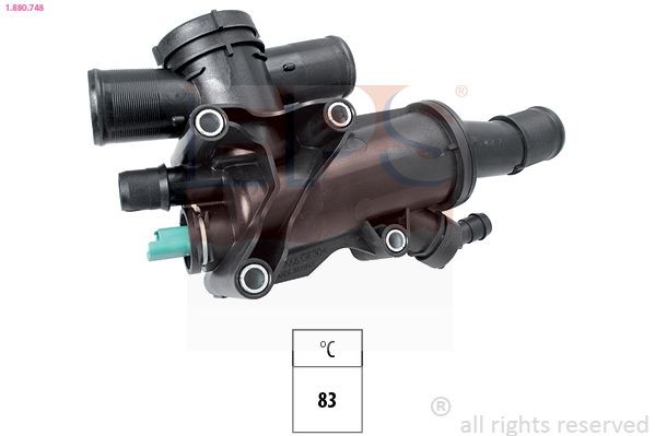 Coolant thermostat EPS Opening Temperature: 83°C, Made in Italy - OE Equivalent, with seal - 1.880.748