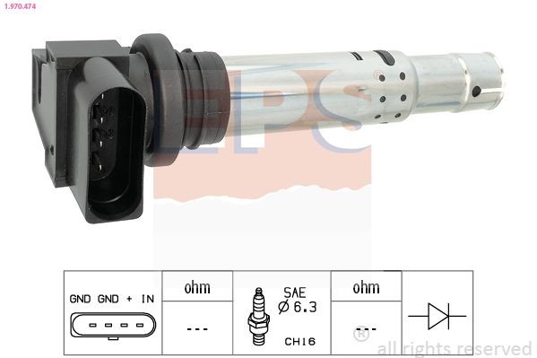 1.970.474 EPS Ignition Coil COIL ON PLUG FACET 9.6374 ▷ AUTODOC price and  review