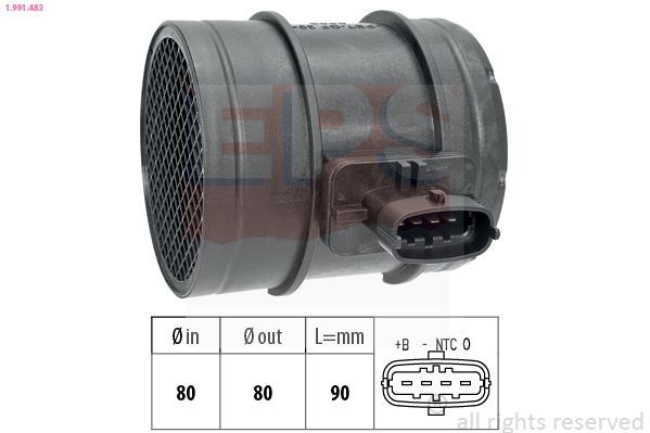 EPS 1.991.483 Mass air flow sensor Made in Italy - OE Equivalent