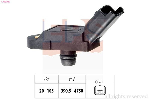 EPS 1.993.005 Air Pressure Sensor, height adaptation Pressure from 20 kPa, Pressure to 105 kPa, Made in Italy - OE Equivalent