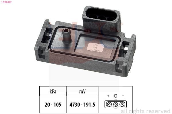 FACET 10.3007 EPS Pressure from 20 kPa, Pressure to 105 kPa, Made in Italy - OE Equivalent Air Pressure Sensor, height adaptation 1.993.007 buy