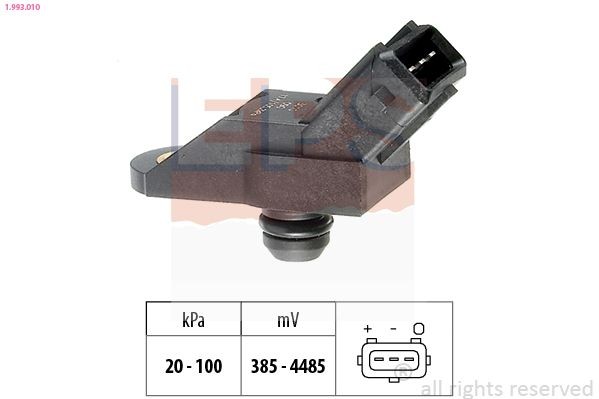 EPS 1.993.010 Air Pressure Sensor, height adaptation Pressure from 20 kPa, Pressure to 100 kPa, Made in Italy - OE Equivalent
