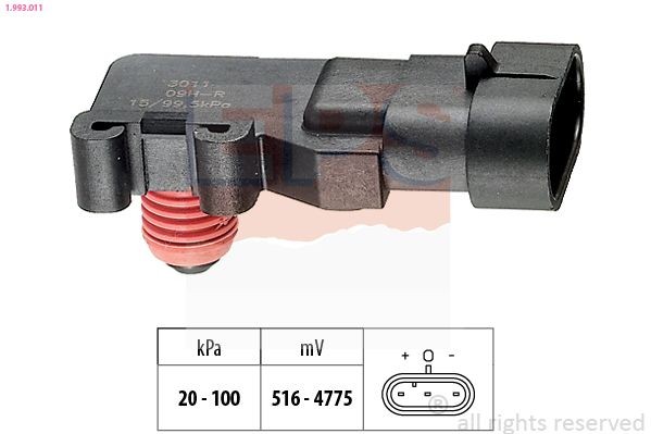 EPS 1.993.011 Air Pressure Sensor, height adaptation Pressure from 20 kPa, Pressure to 100 kPa, Made in Italy - OE Equivalent