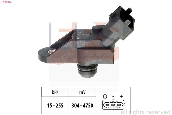 FACET 10.3014 EPS Pressure from 15 kPa, Pressure to 255 kPa, Made in Italy - OE Equivalent Air Pressure Sensor, height adaptation 1.993.014 buy