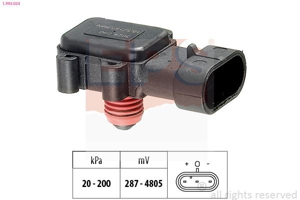 FACET 10.3024 EPS Pressure from 20 kPa, Pressure to 200 kPa, Made in Italy - OE Equivalent Air Pressure Sensor, height adaptation 1.993.024 buy