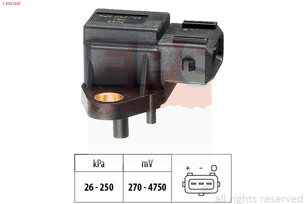 FACET 10.3029 EPS Pressure from 26 kPa, Pressure to 250 kPa, Made in Italy - OE Equivalent Air Pressure Sensor, height adaptation 1.993.029 buy