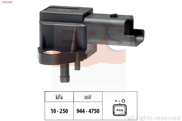 EPS 1.993.030 Air Pressure Sensor, height adaptation Pressure from 10 kPa, Pressure to 250 kPa, Made in Italy - OE Equivalent