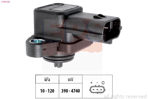 FACET 10.3042 EPS Pressure from 10 kPa, Pressure to 120 kPa, Made in Italy - OE Equivalent Air Pressure Sensor, height adaptation 1.993.042 buy