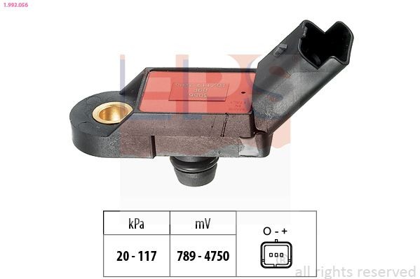 FACET 10.3056 EPS Pressure from 20 kPa, Pressure to 117 kPa, without connector parts, Made in Italy - OE Equivalent Air Pressure Sensor, height adaptation 1.993.056 buy