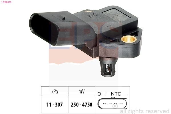 FACET 10.3075 EPS Pressure from 11 kPa, Pressure to 307 kPa, Made in Italy - OE Equivalent Air Pressure Sensor, height adaptation 1.993.075 buy